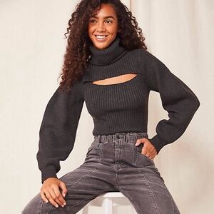 Free People Ariel Turtleneck in Carbon Copy